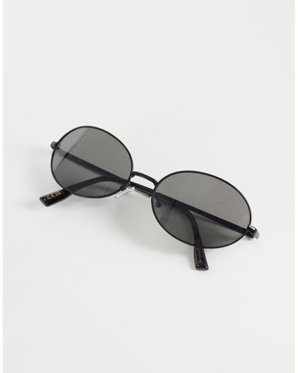 Mango Black Oval Metal Frame Sunglasses