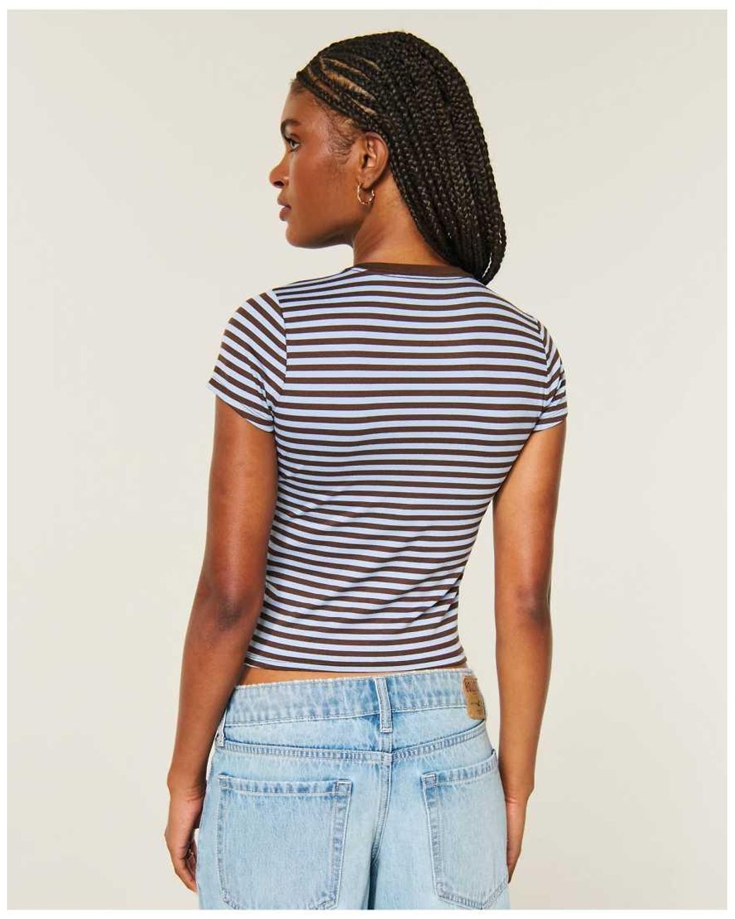 Hollister Blue Soft Seamless Fabric Crew Baby Tee
