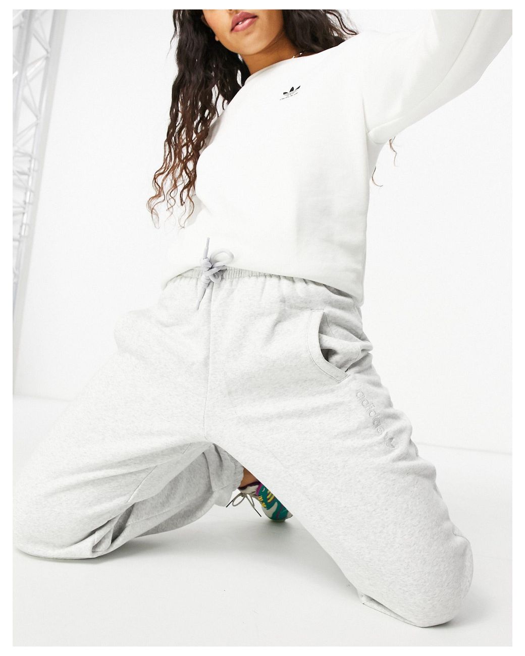 adidas Originals cosy Comfort Oversized Cuffed joggers in Grey Lyst UK