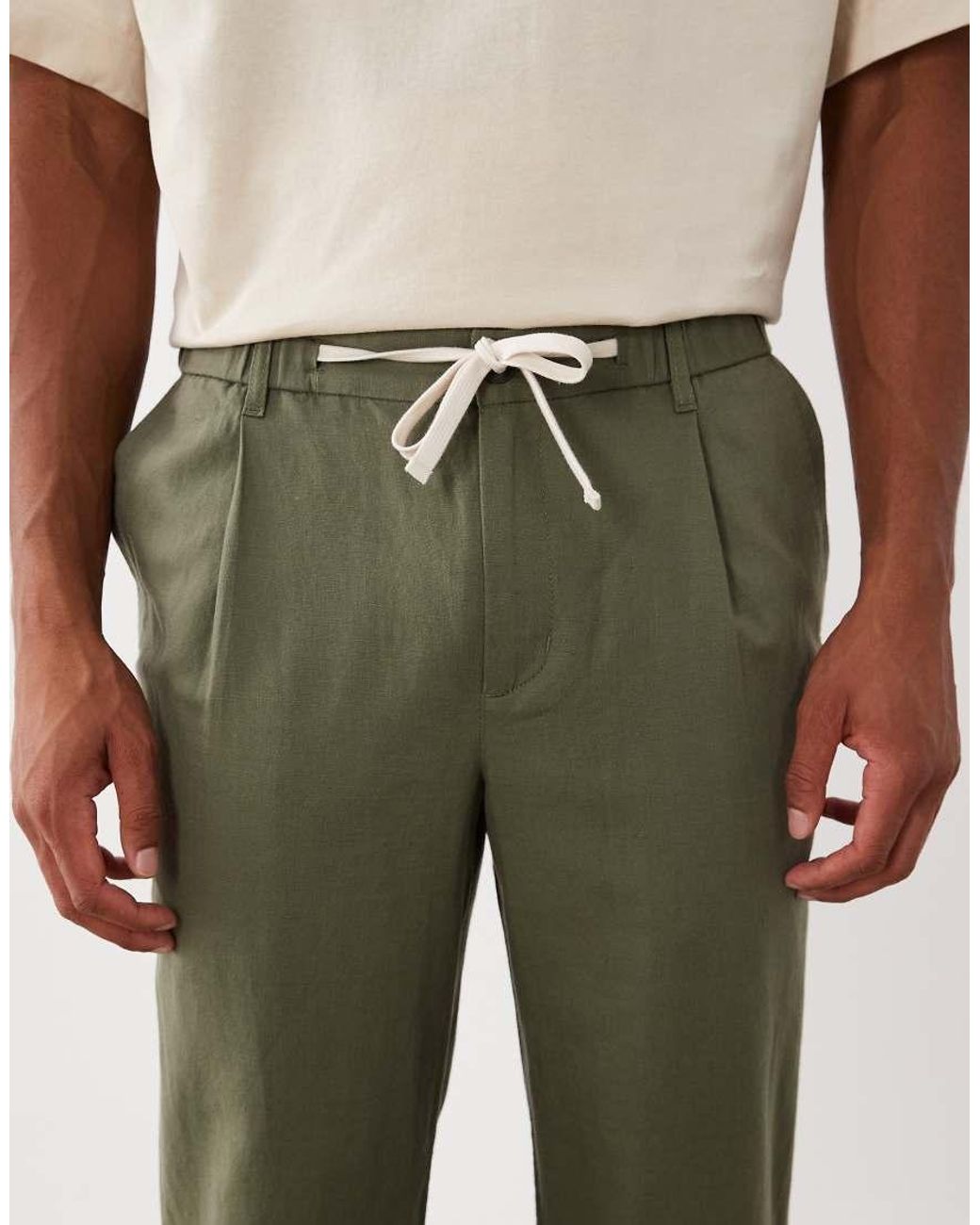 Mango Natural 100% Linen Straight Fit Trousers for men