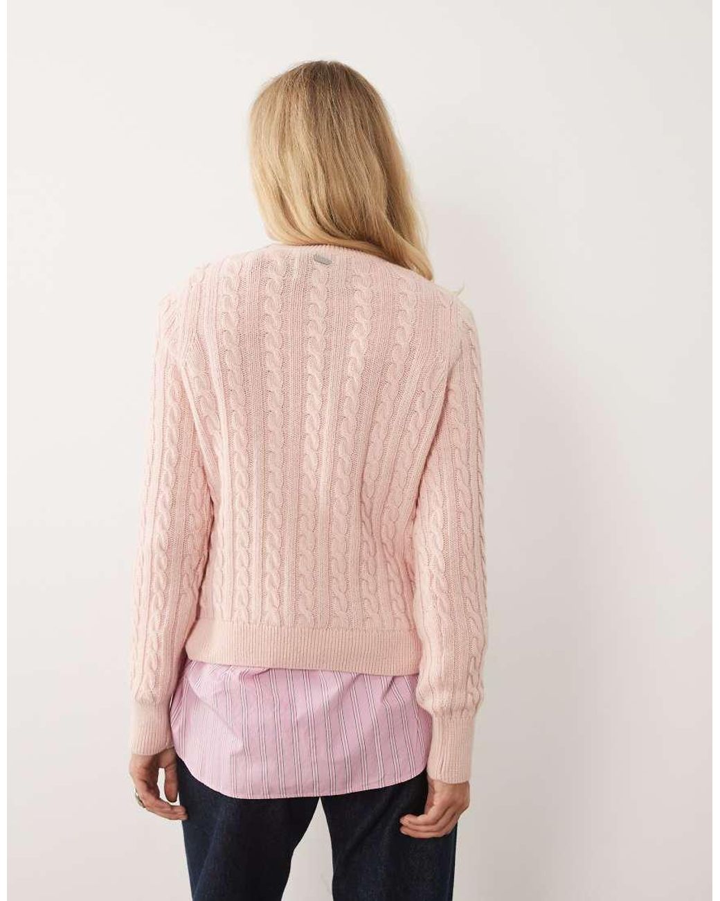 Barbour Pink Ashdown Cable Knitted Jumper
