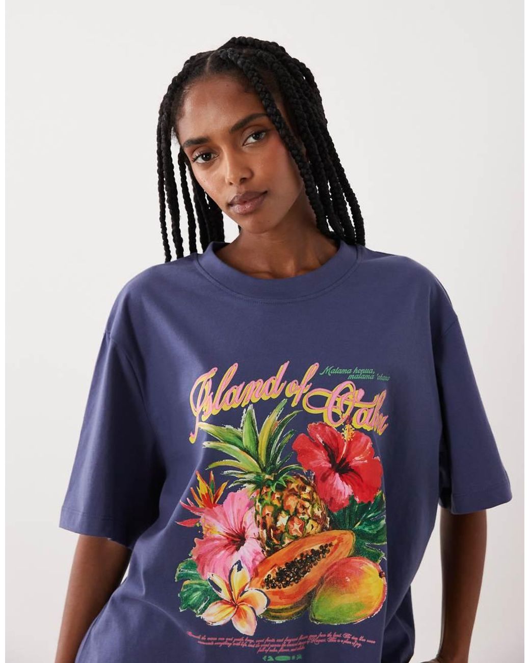 ASOS Blue Oversized T-shirt With Oahu Exotic Fruit Graphic