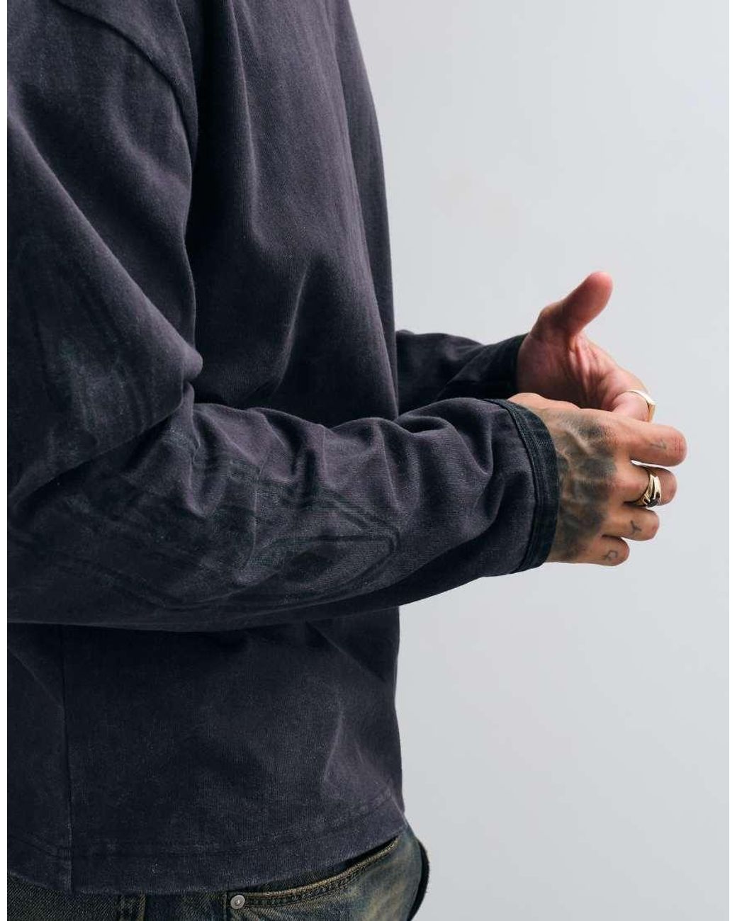 ASOS Blue Boxy Oversized Long Sleeve Ringer T-shirt With Sleeve Print for men