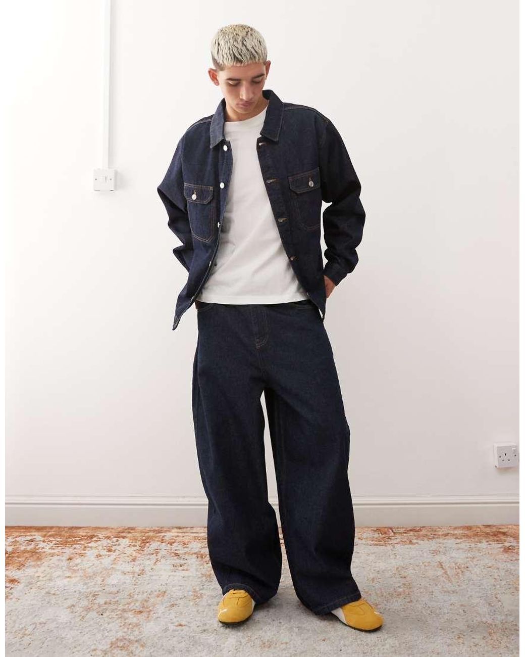 Reclaimed Vintage Blue Western baggy Jean Co-ord for men