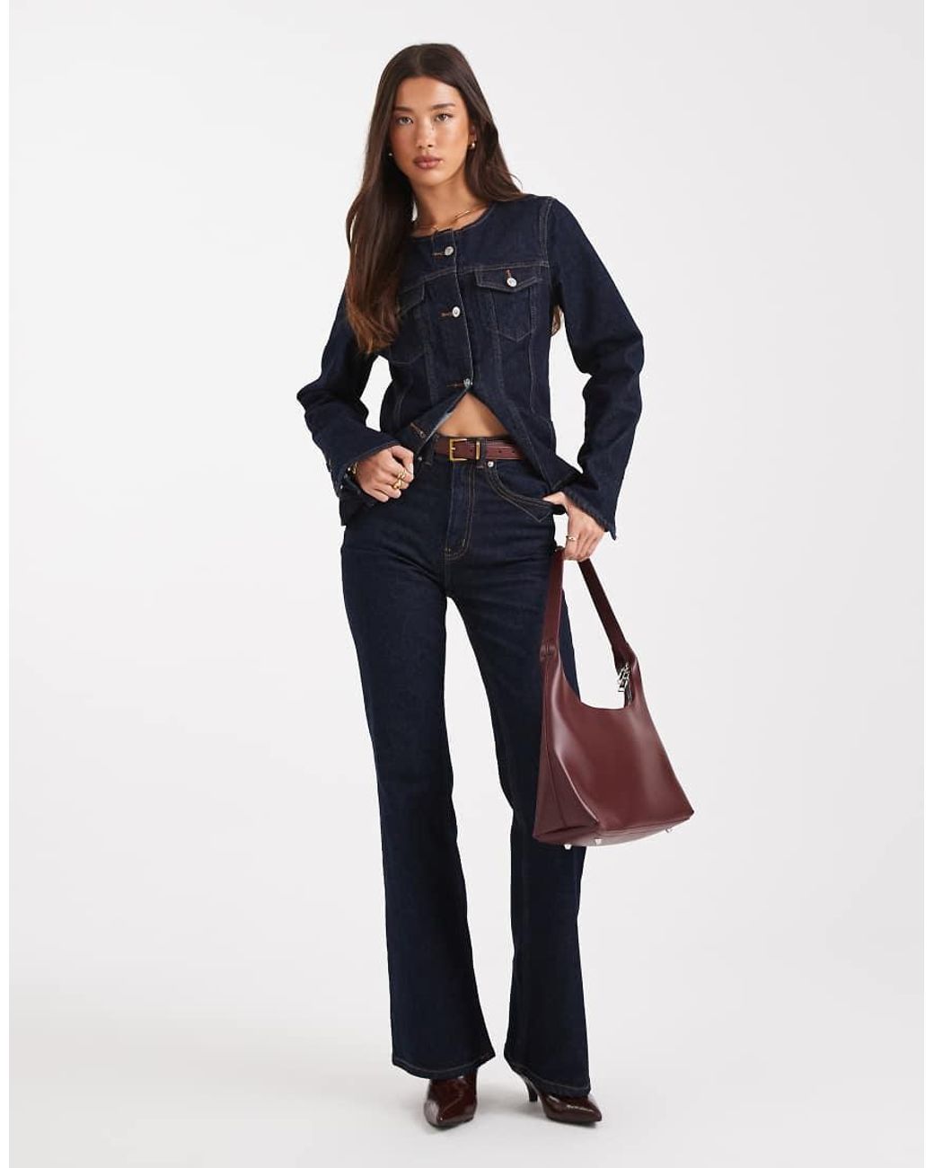 ONLY Blue Fitted Denim Jacket