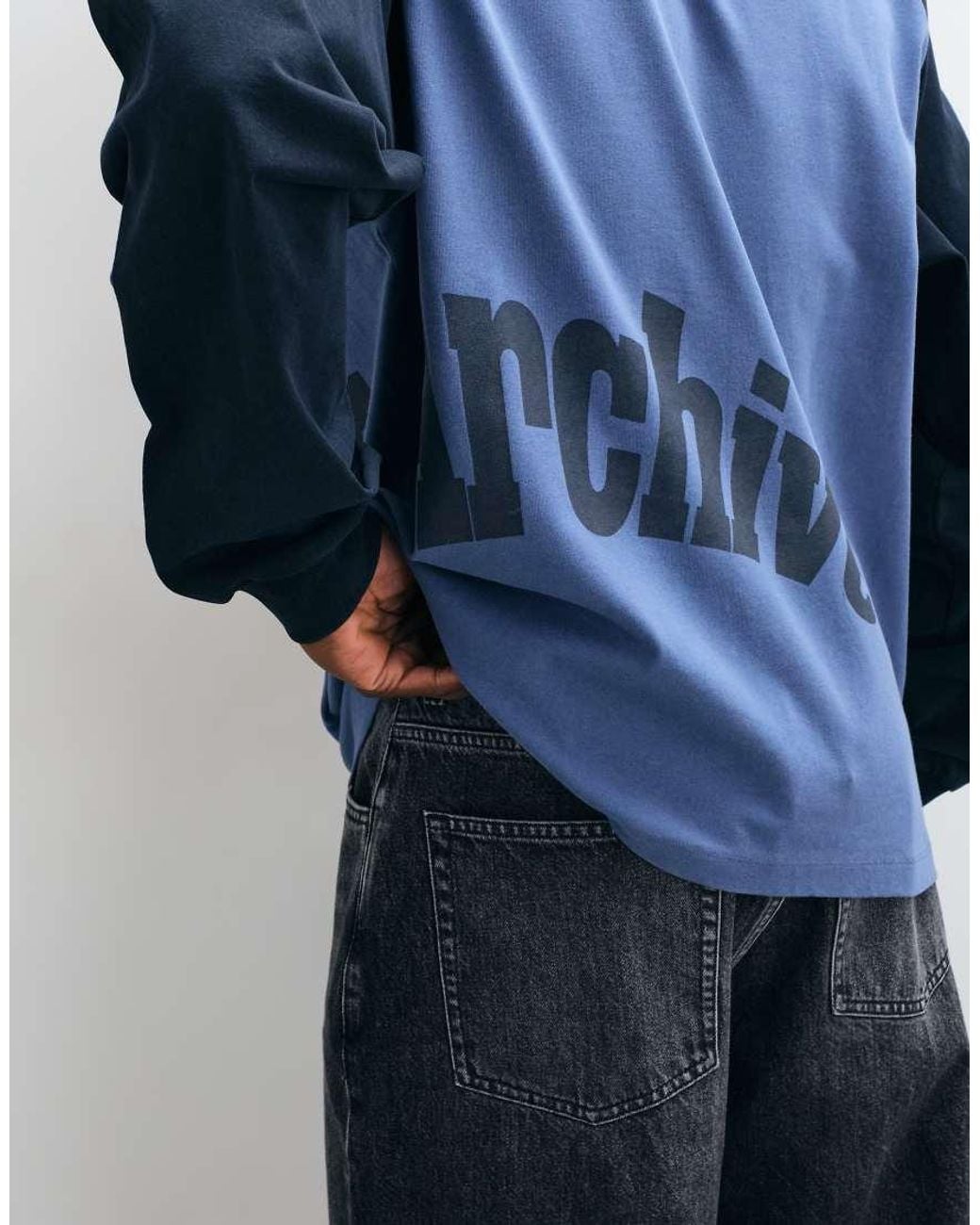 ASOS Blue Oversized Long Sleeve Raglan T-Shirt With Text Print for men