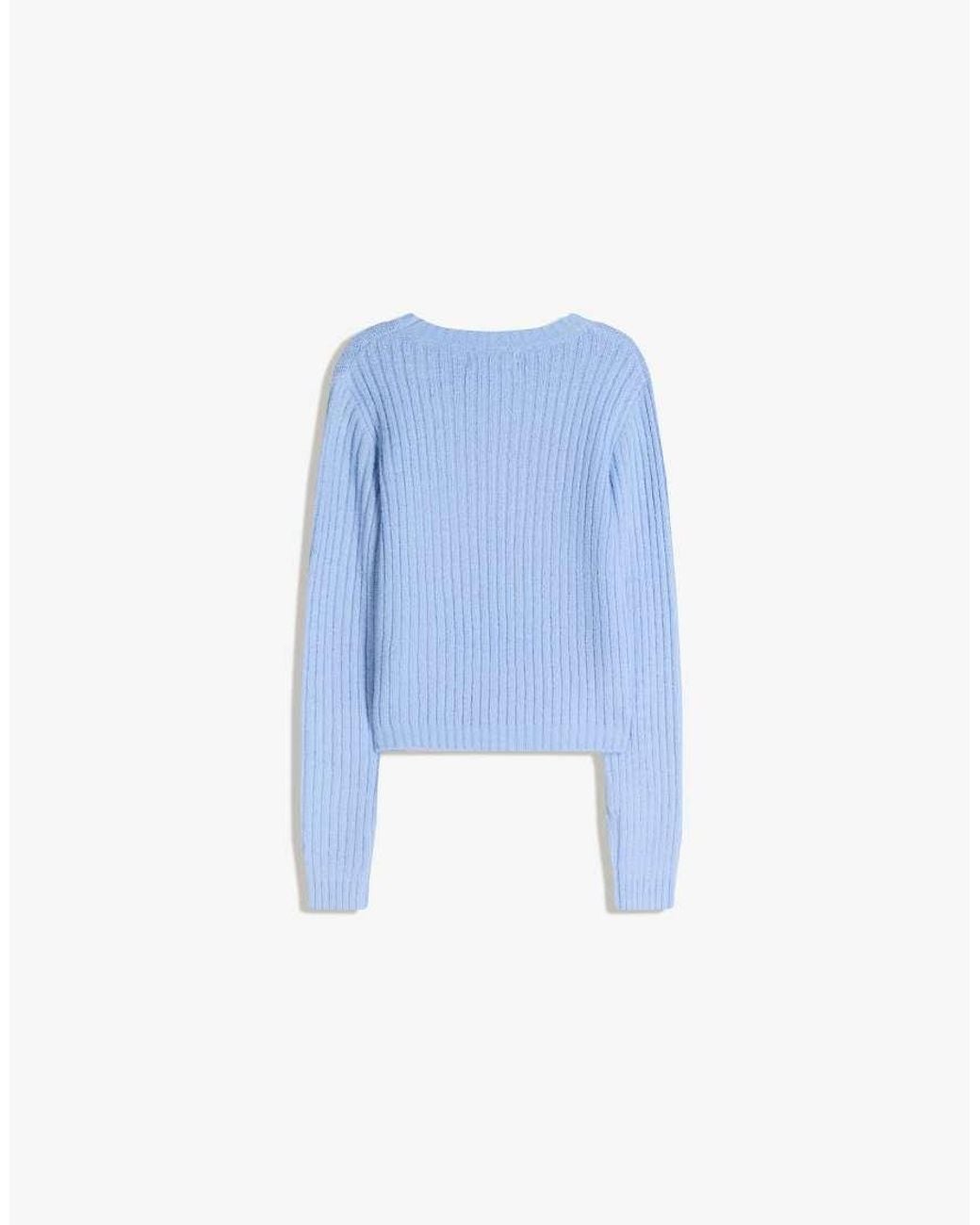 Bershka Blue Printed Knit Jumper
