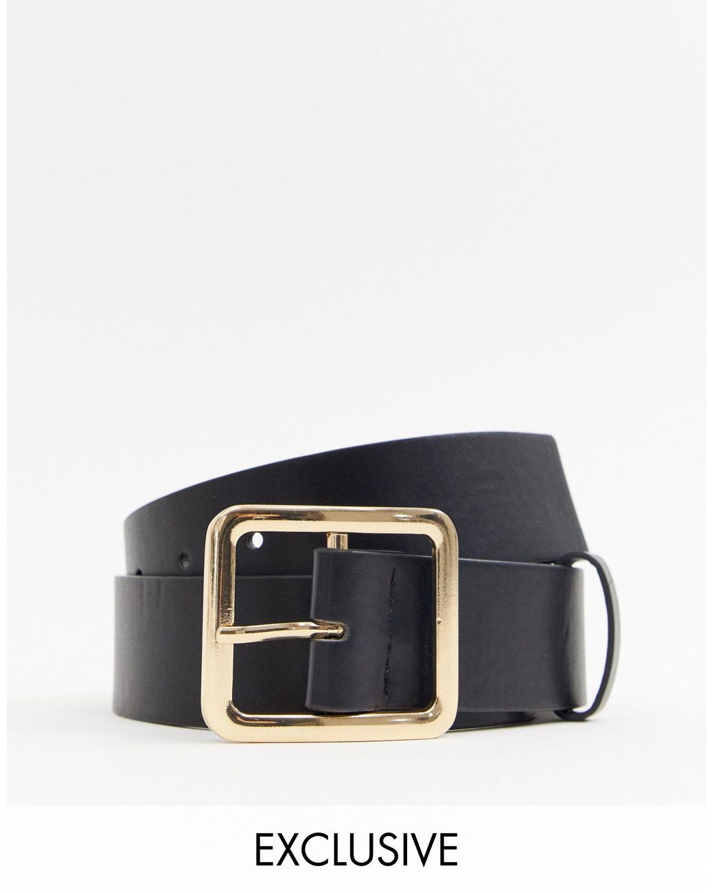 Glamorous Leather Exclusive Waist And Hip Jeans Belt With Gold Square  Buckle in Black | Lyst
