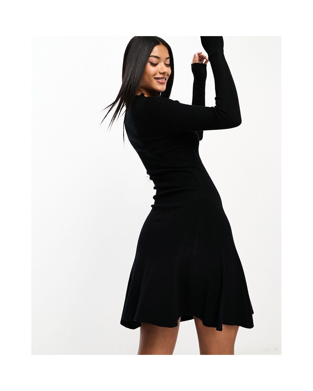 In The Style X Georgia Louise Knitted Skater High Neck Jumper Dress in  Black | Lyst UK