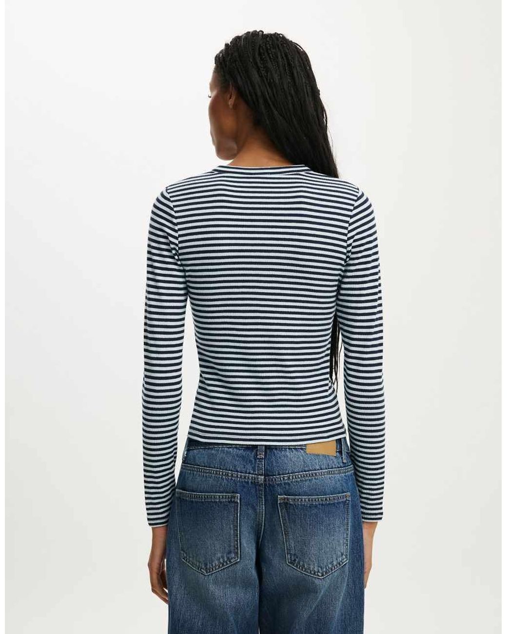 Cotton On Blue Ryan Henley Long Sleeve