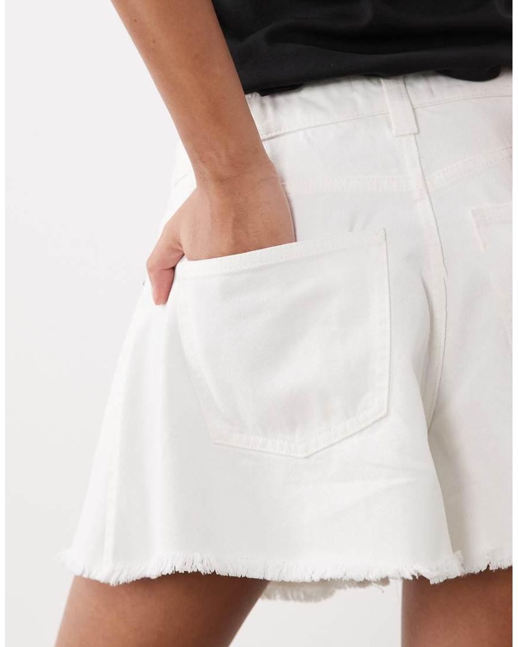 ASOS White Denim Frayed Hem Short