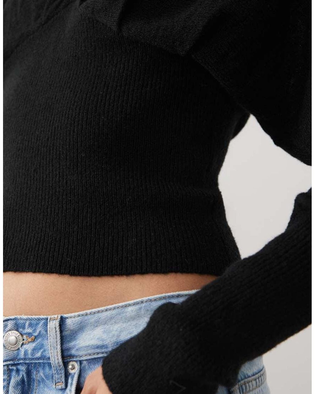 Cotton On Black Feather V Knit Top