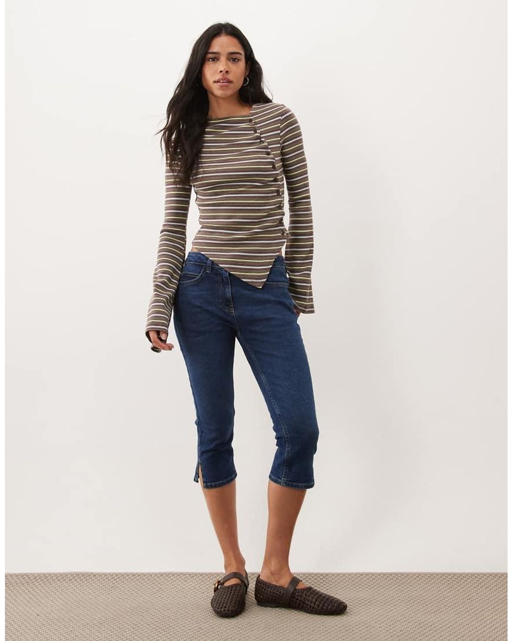 ASOS Blue Long Sleeve With Asymmetric Hem Top