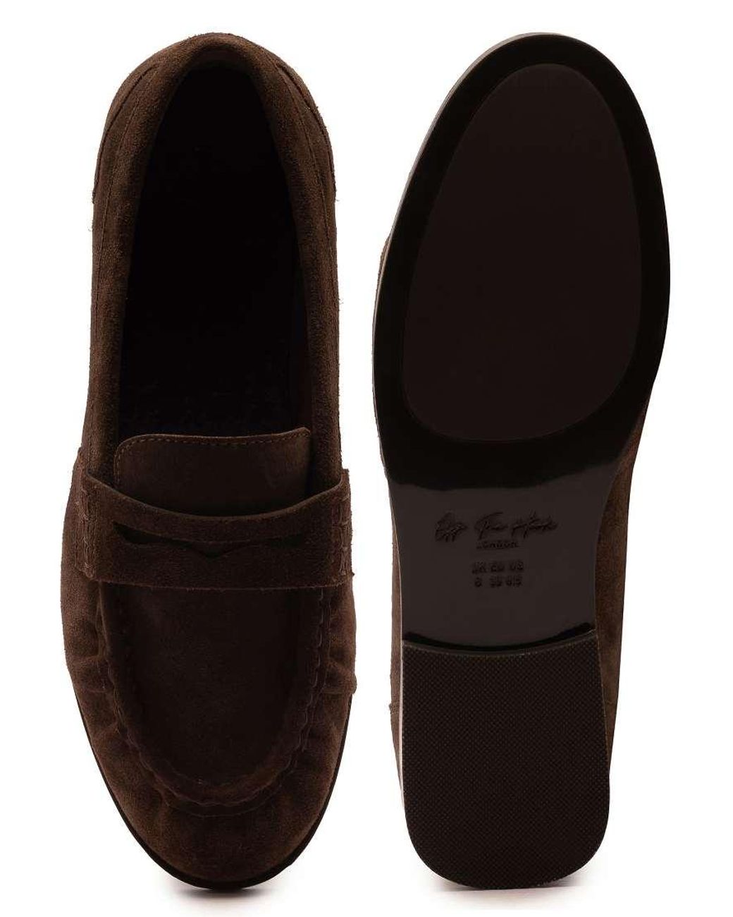 OFF THE HOOK Brown Sienna Suede Leather Ruched Loafers