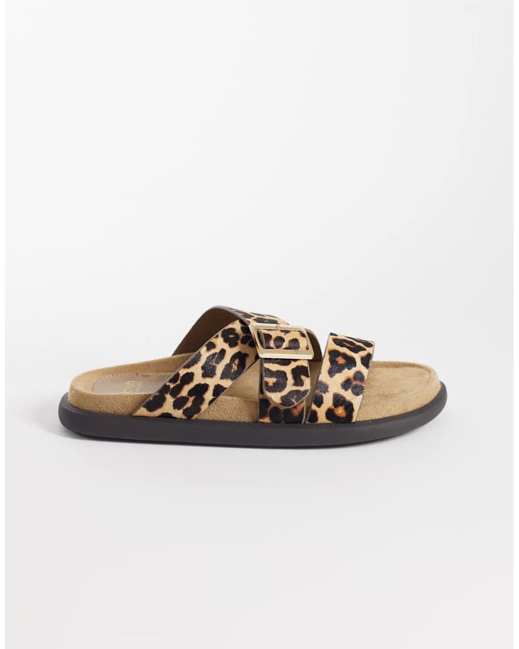 Schuh Natural Tear Cross Over Flat Sandals With Buckle Detail