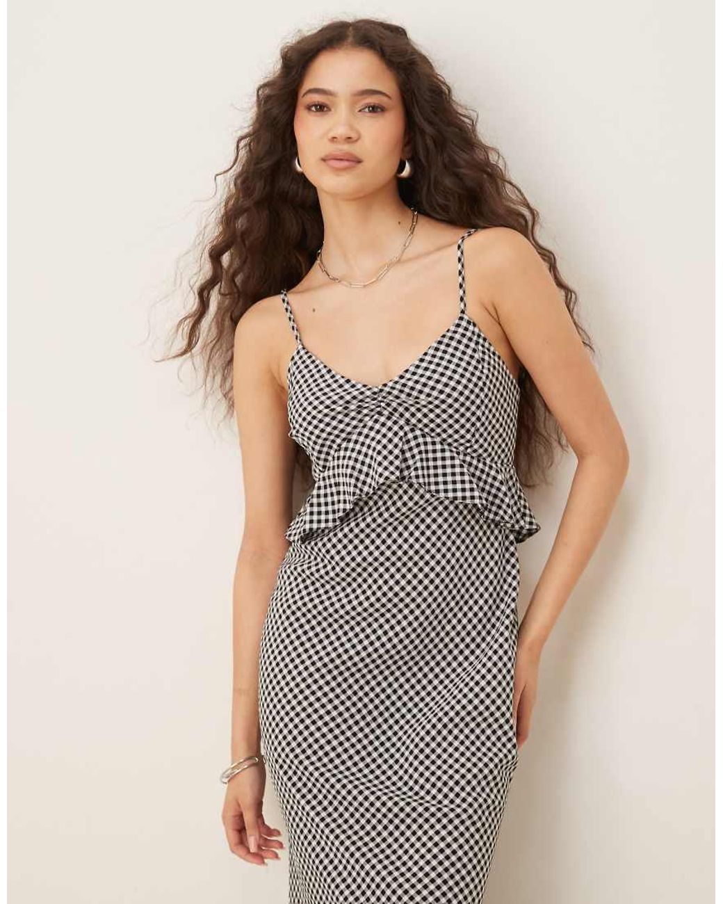 ASOS Natural Cami Frill Maxi Dress