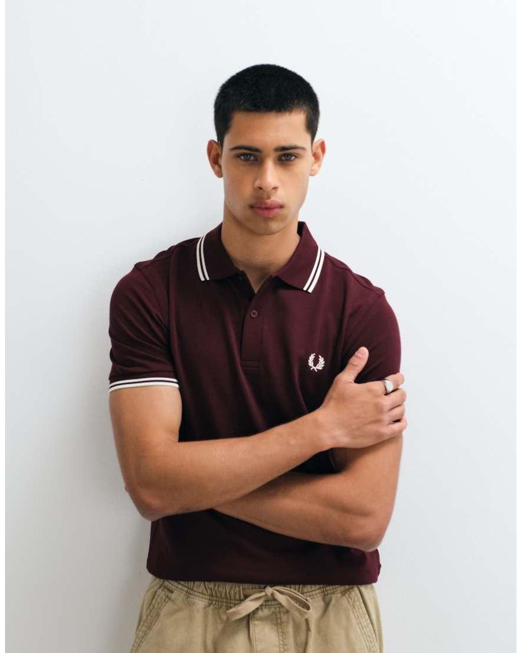 Fred Perry Black F Perry Twin Tipped Polo Shirt for men