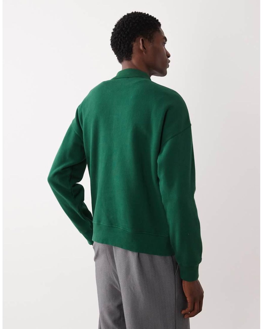Polo Ralph Lauren Green Icon Logo Long Sleeve Collared Sweatshirt for men