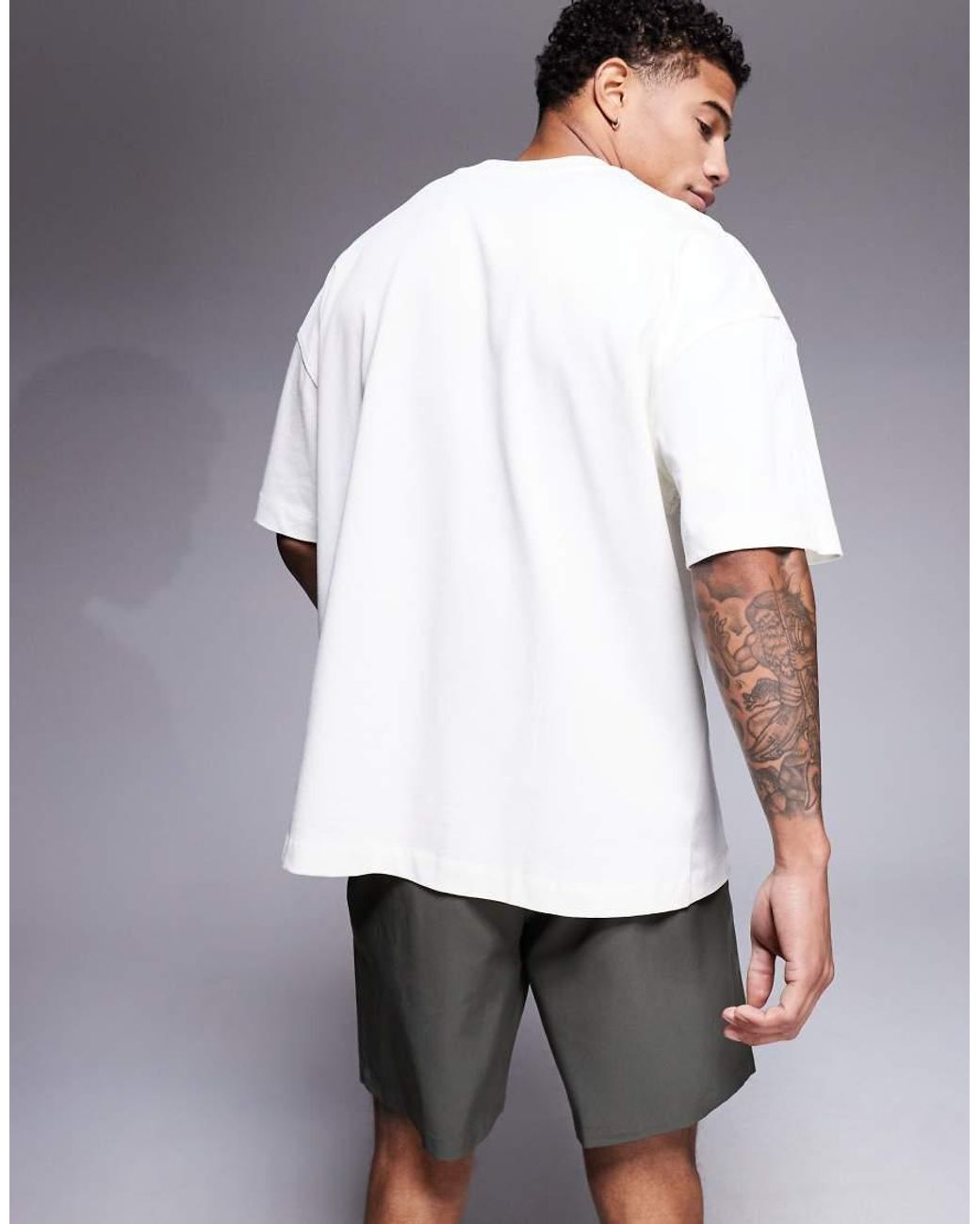 4505 White Icon Heavyweight Cotton Oversized T-shirt With Quick Dry Finish for men