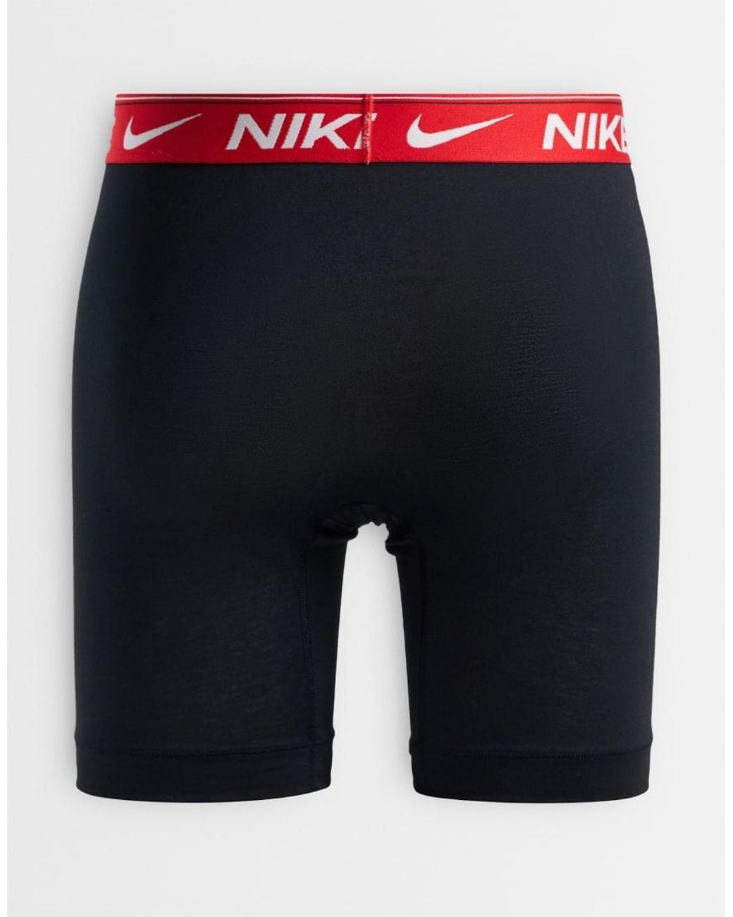 Nike Blue Dri-fit Ultra Comfort 3 Pack Long Boxer Briefs With Green/brown/red Waistbands for men