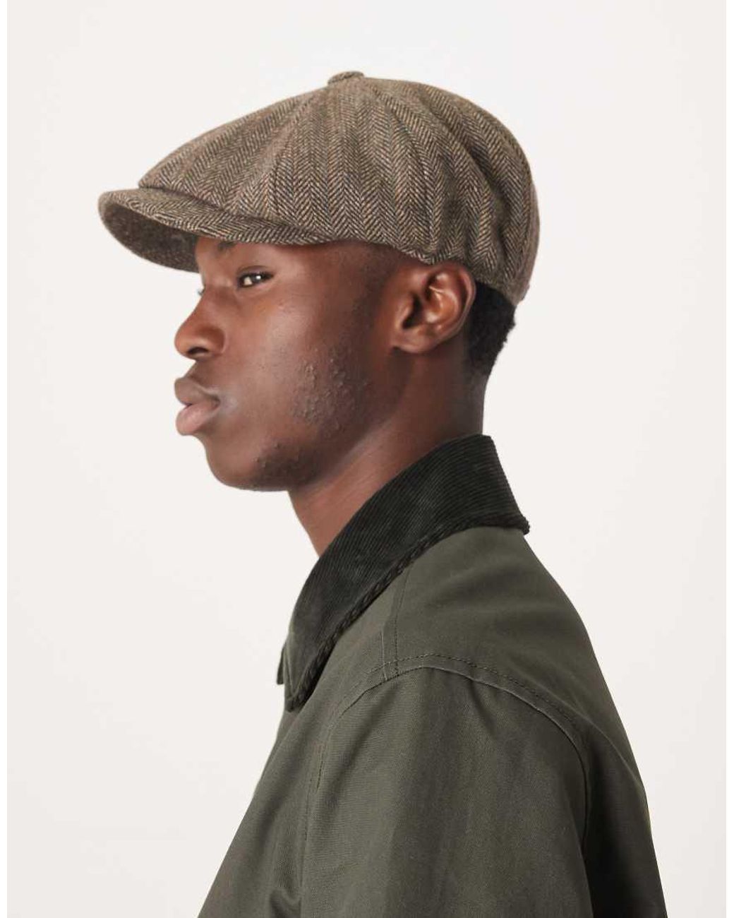 Barbour Brown Fyne Tweed Baker Boy Cap for men