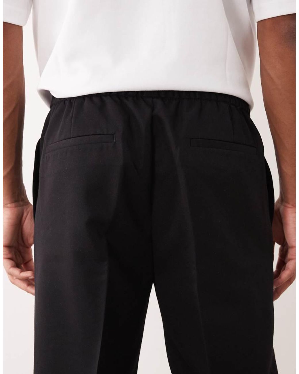 ASOS Black Tailored Pull On Tapered Trousers for men