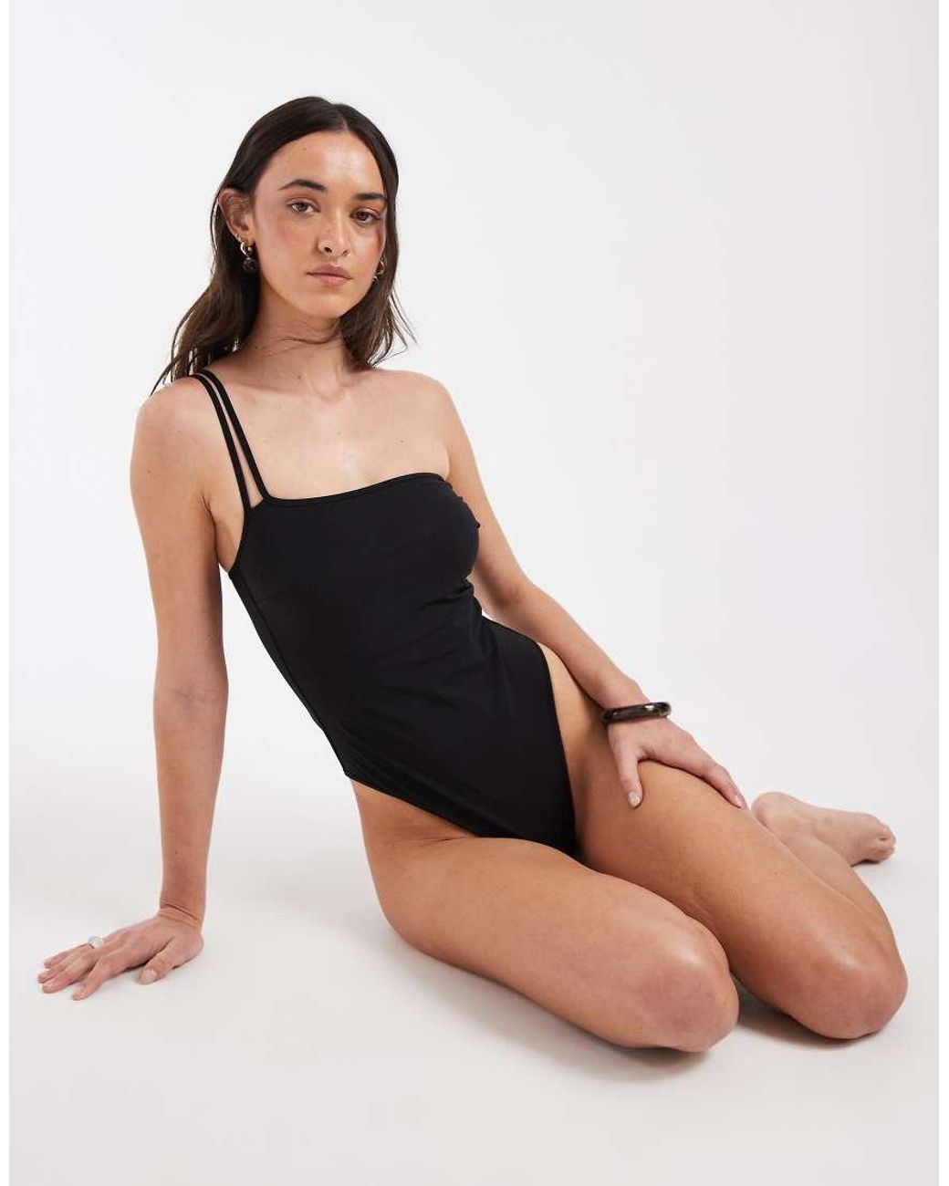 & Other Stories Black One Shoulder Swimsuit