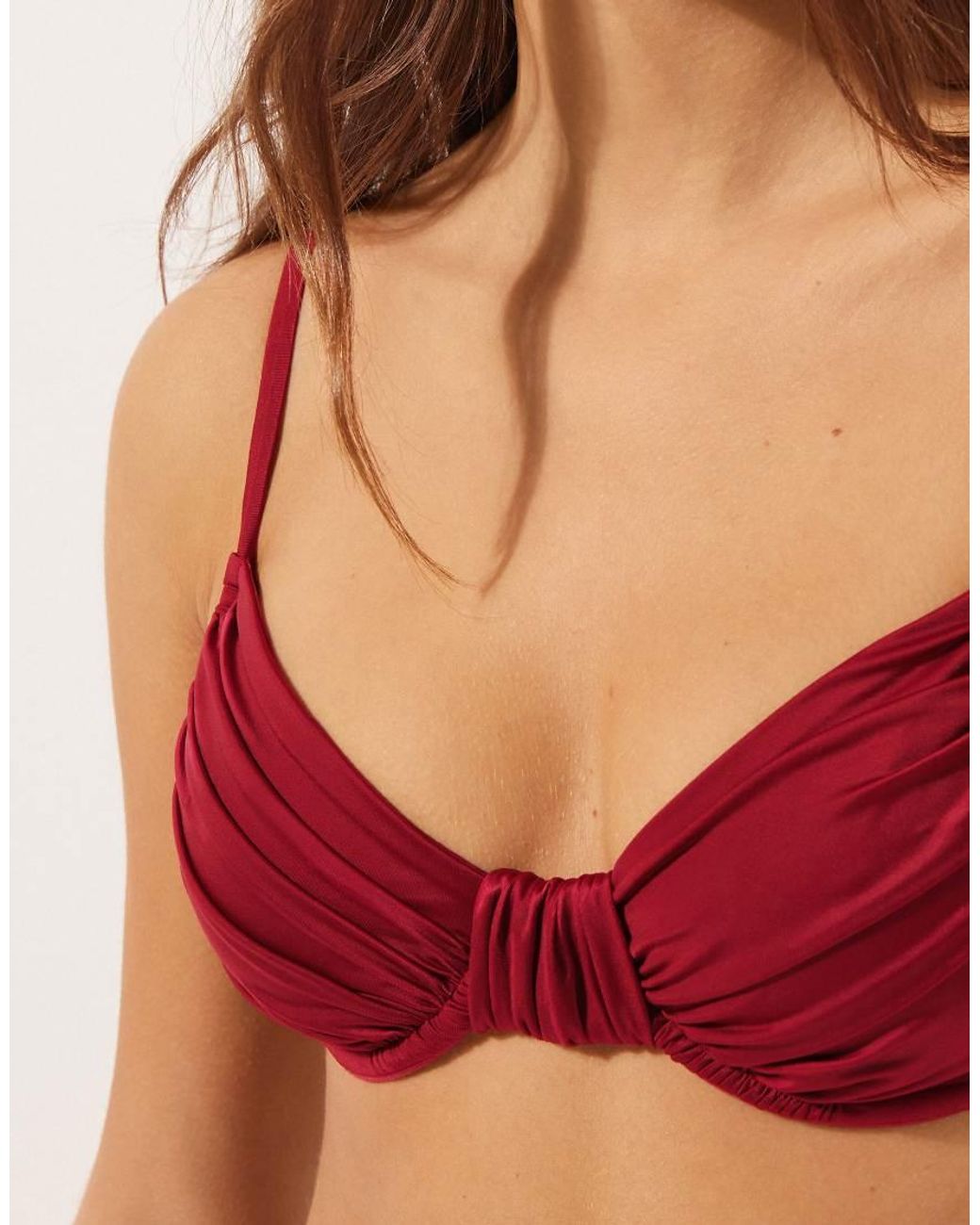 Calzedonia Red Shiny Satin Fuller Bust Balconette Bikini Top