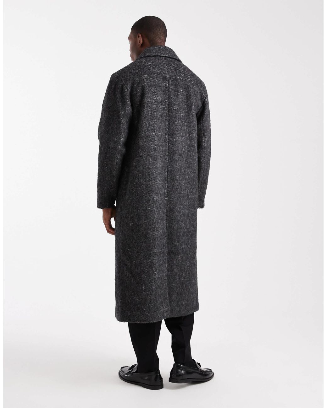 ASOS Black Wool Blend Longline Overcoat for men