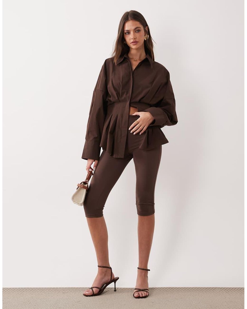 ASOS Brown Pleated Waist Shirt