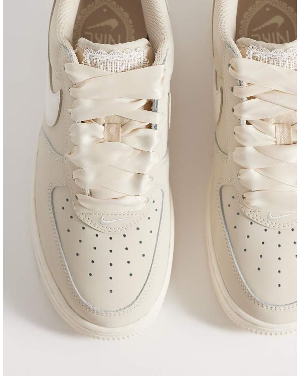 Nike Natural Air Force Retro Trainers With Ribbon Lace