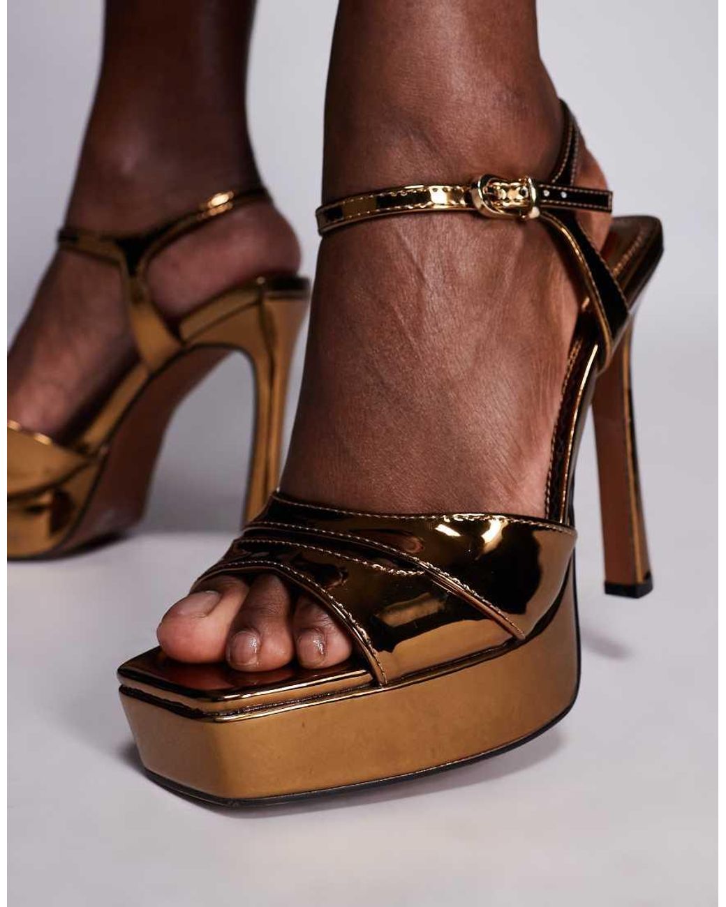 River Island Brown Platform Heeled Sandal