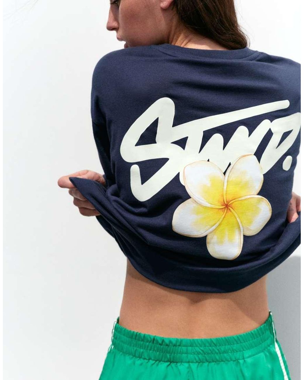 Pull&Bear Blue Oversize Floral Graphic T-shirt