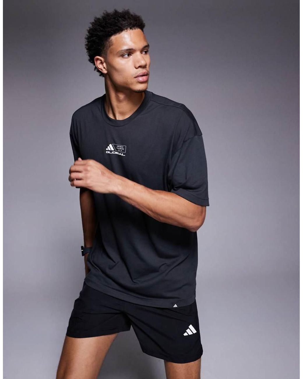 Adidas Originals Blue Adidas Training T-shirt With Globe Back Print for men