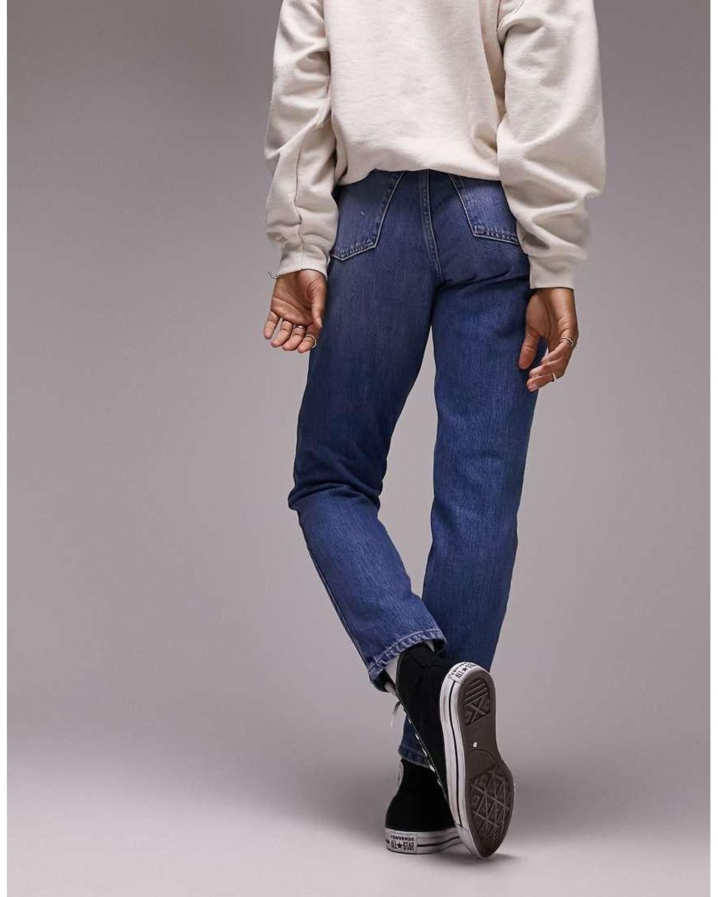 Topshop Hourglass Blue Original Mom High Rise Jean