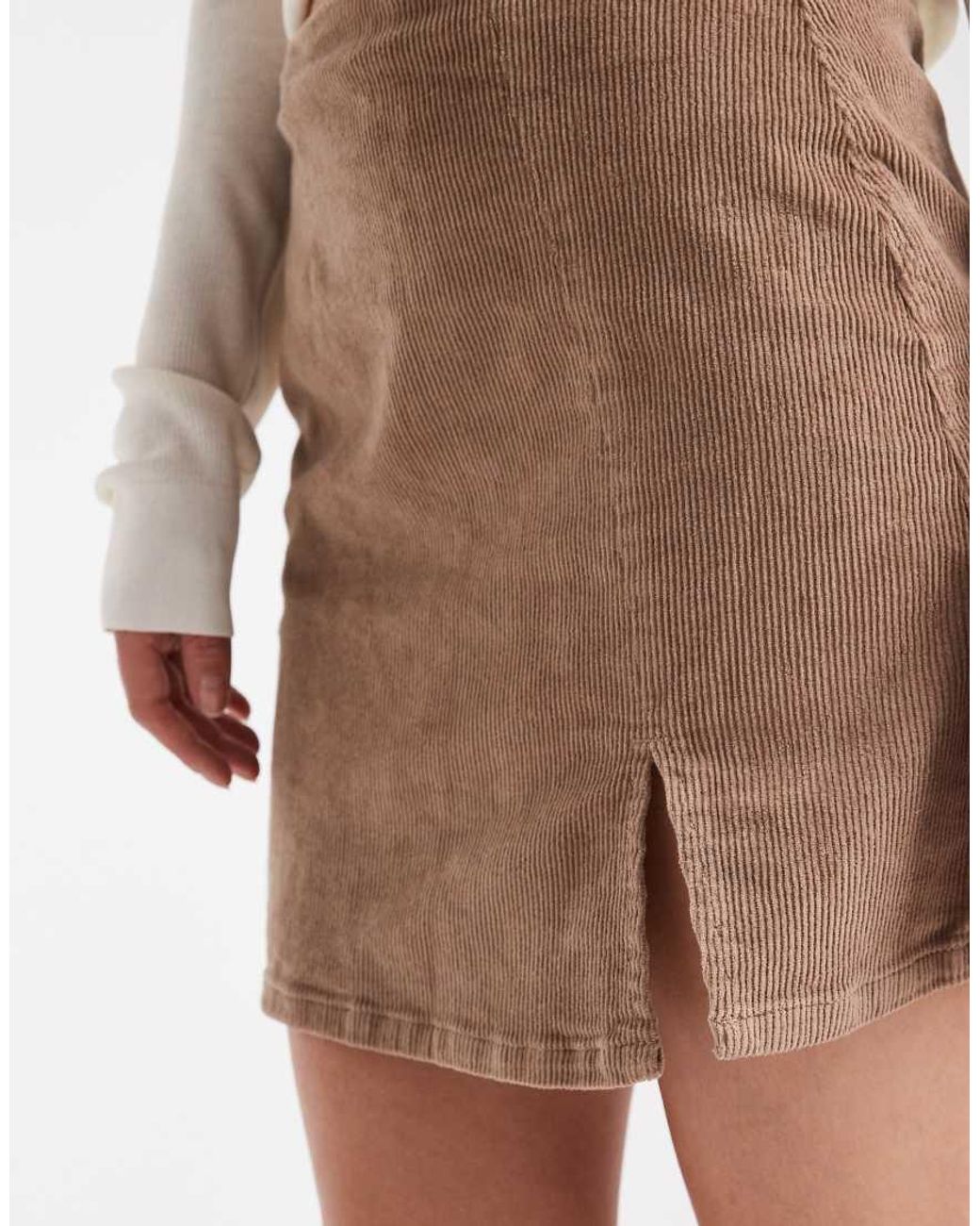 Vero Moda Natural Corduroy Notch Front Mini Skirt