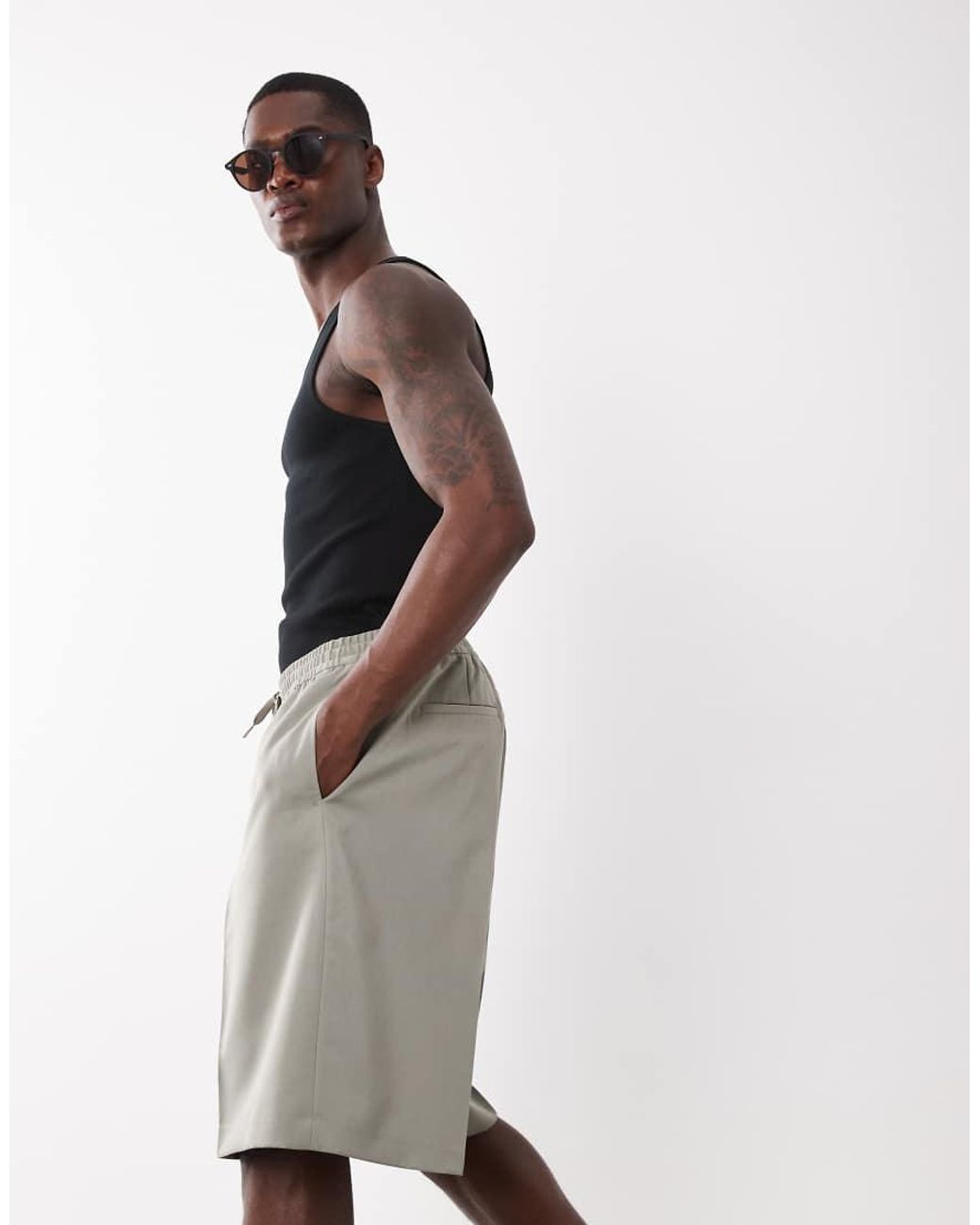 ASOS White Tailored Pull On Bermuda Shorts for men