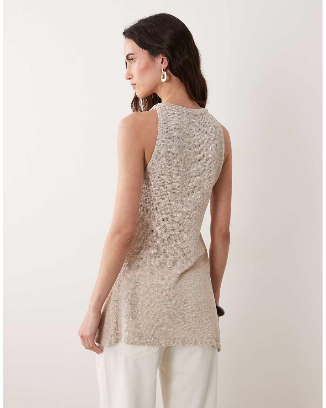 ASOS Brown Open Stitch Knitted Asymmetric Top Co-Ord