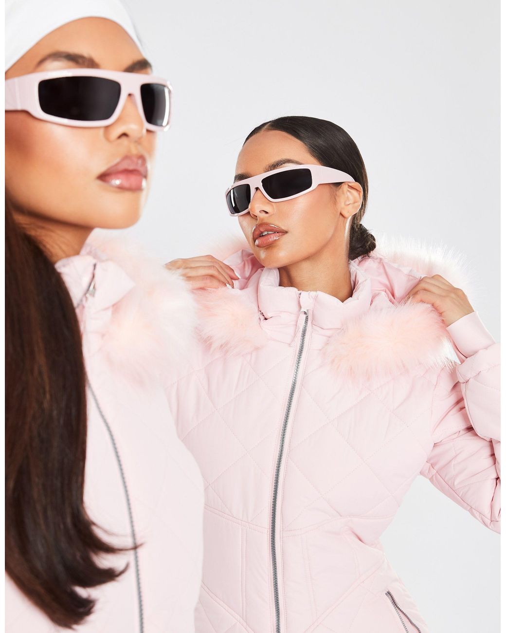 Missguided Ski Quilted Snow Suit in Pink
