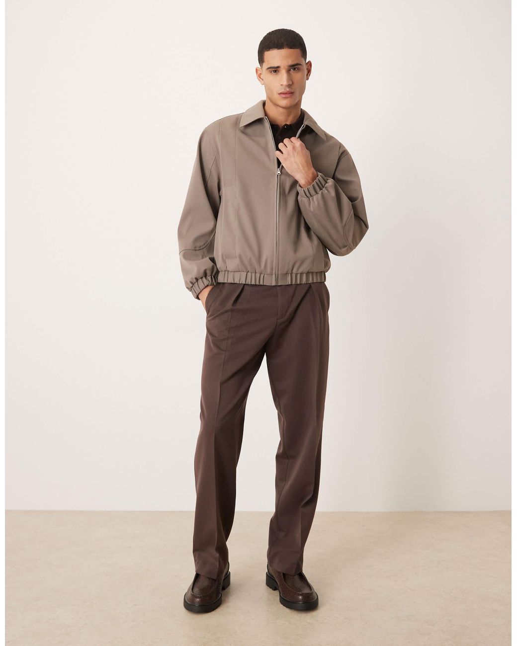 ASOS Natural Relaxed Smart Harrington Jacket for men