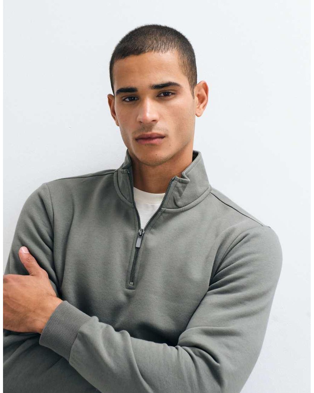Only & Sons Gray Half Zip Sweat for men