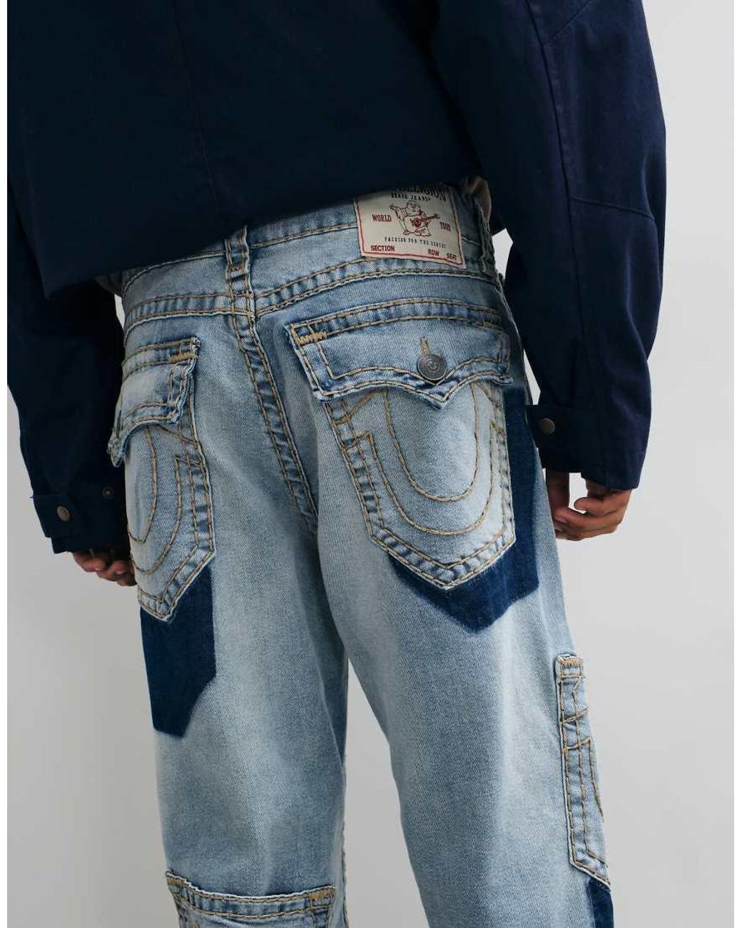 True Religion Blue Loose Fit Bobby Super T Flap Pocket Jeans for men