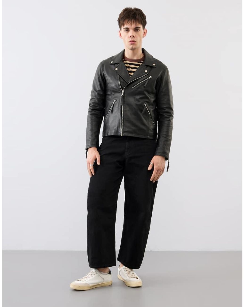 Bolongaro Trevor Black Real Leather Arlo Biker for men