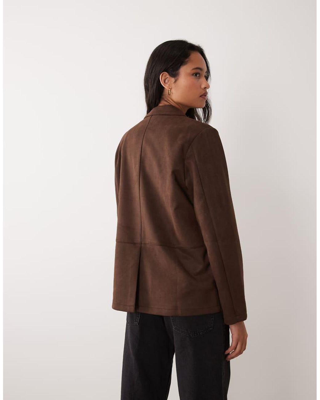 Vila Brown Suede-look Tailored Blazer Co-ord