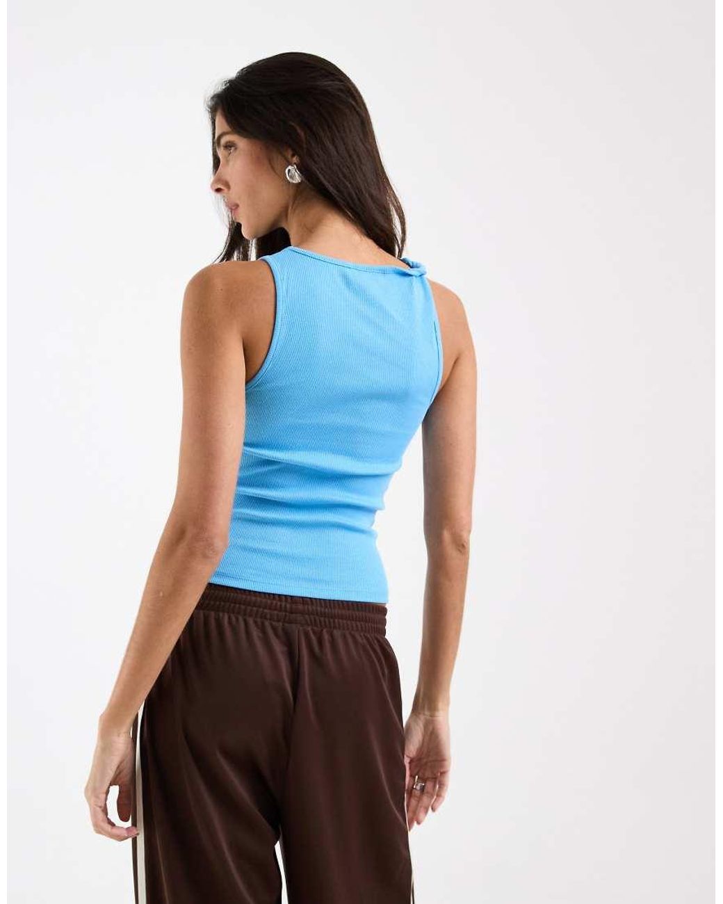 ASOS Blue Twist Detail Scoop Neck Cami