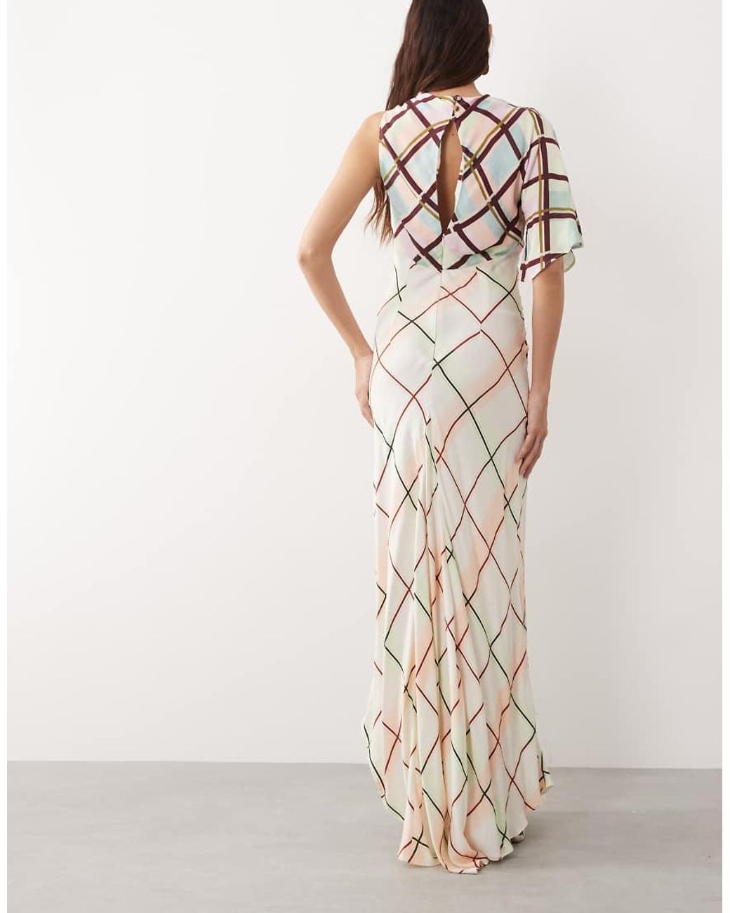 ARRANGE Natural Cowl Neck Asymmetric Maxi Dress