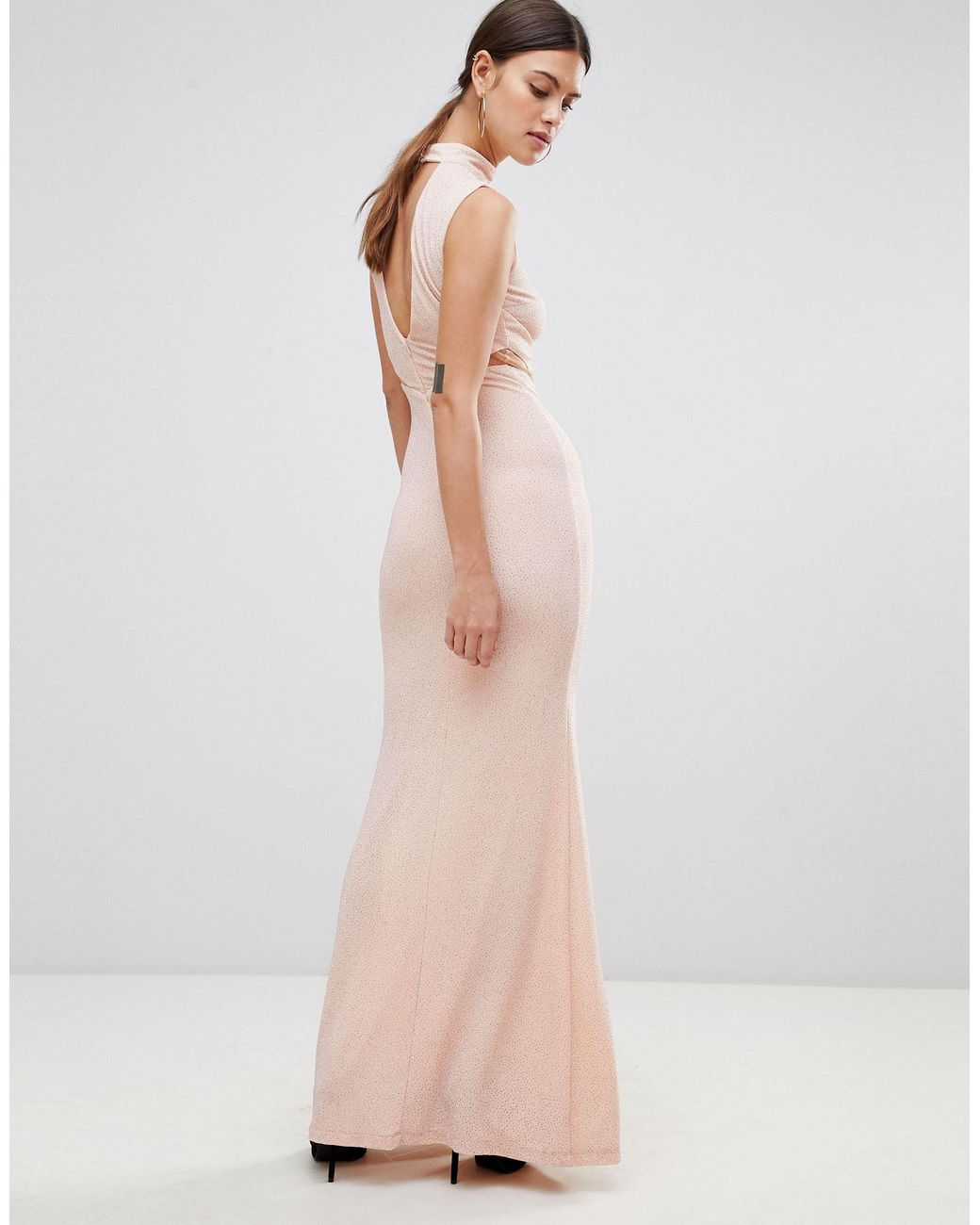Forever Unique Choker Detail Maxi Dress in Pink | Lyst