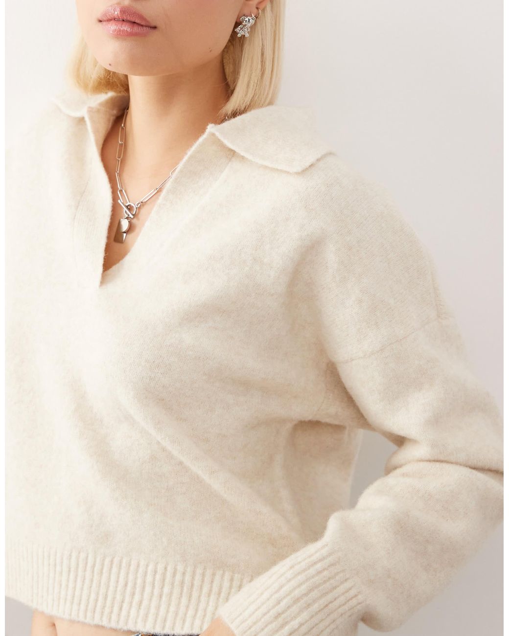 Monki Natural – polo-strickpullover