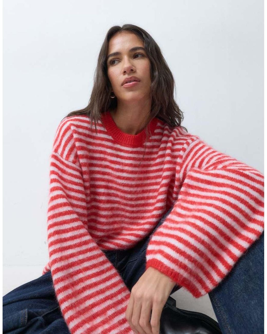 Pieces Red Oversized Fluffy Knit Jumper