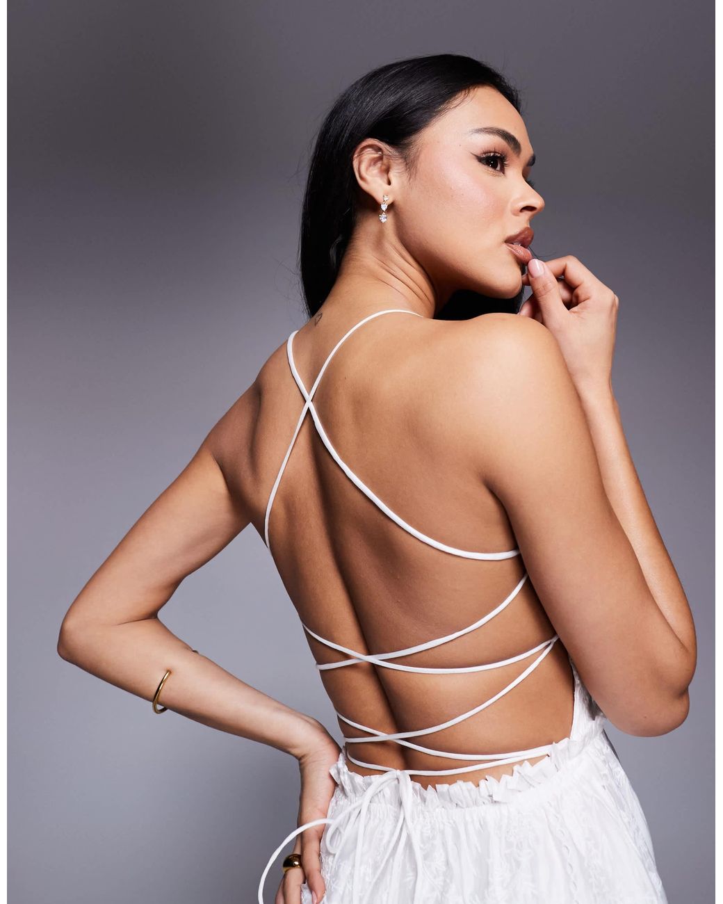 chinese dress ladies Madara Lace-Up Back Mini Dress White main image 1